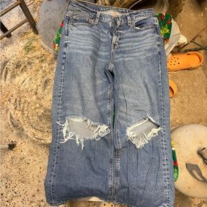 American Eagle Outfitters Ripped Blue Boyfriend Jeans